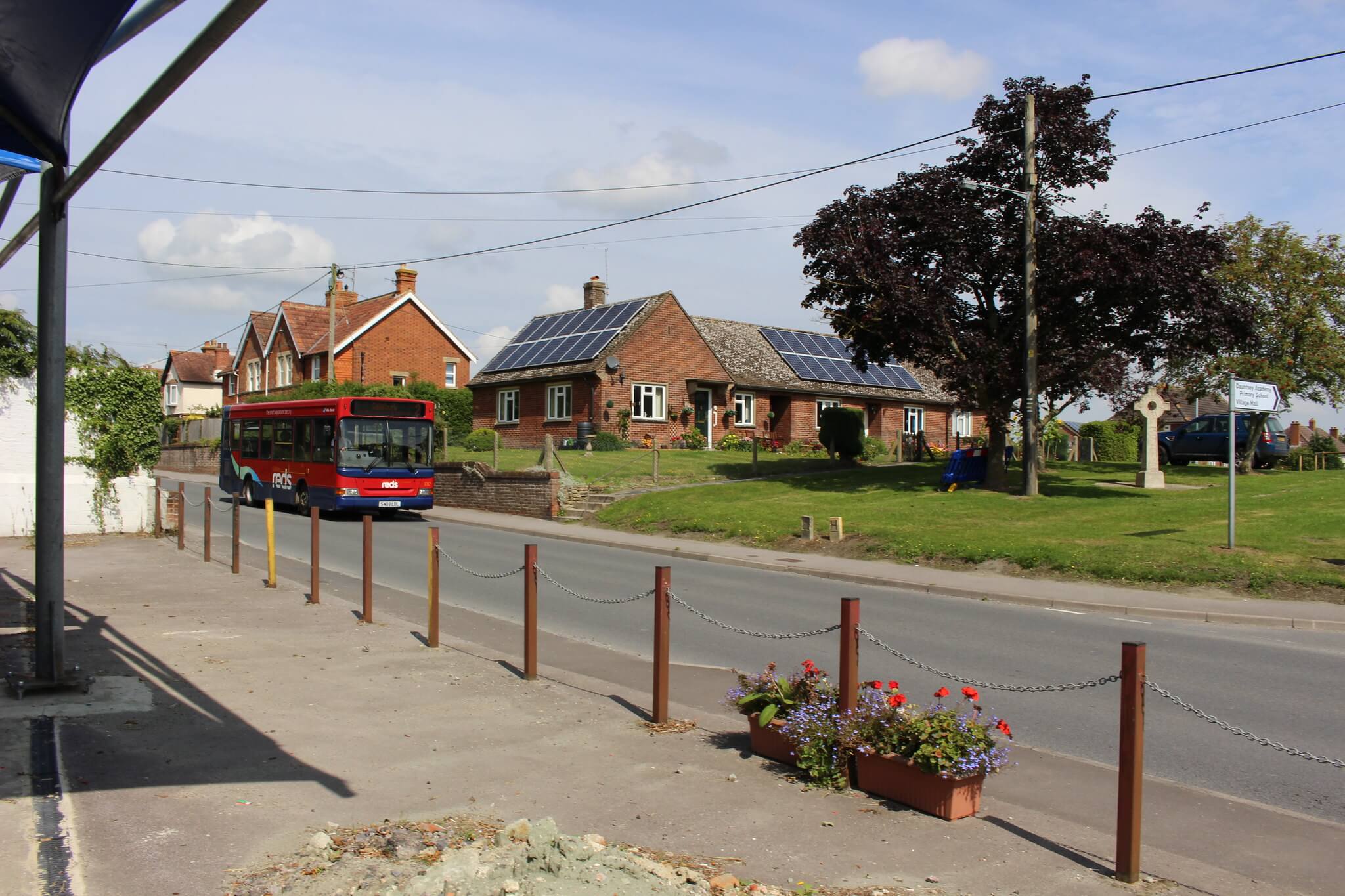 Salisbury Reds bus passing through rural Wiltshire
